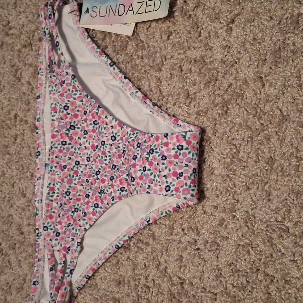 Sundazed Floral Bikini Bottom - Pink and White